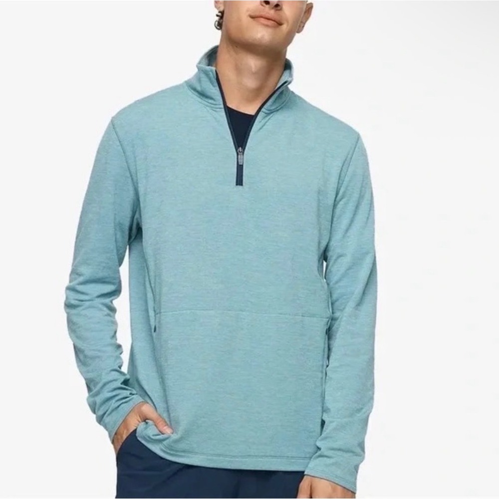 Outdoor Voices CloudKnit Quarter Zip Pullover Men's Large Blue Heather